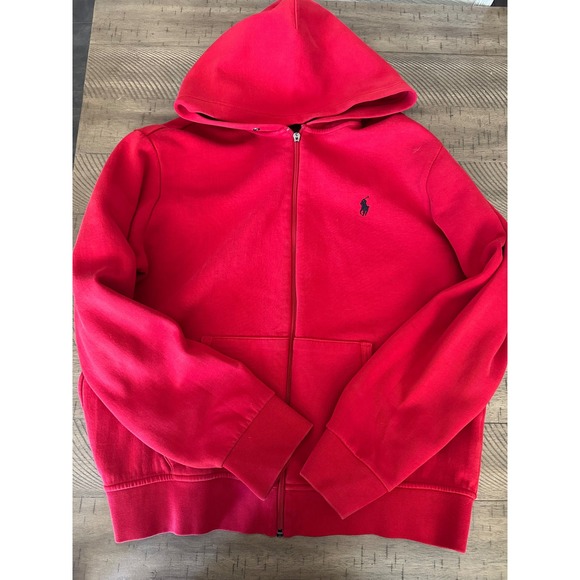 Polo Ralph Lauren Other - Polo Ralph Lauren Men's Large Red Full-Zip Fleece Hoodie Blue Pony Logo